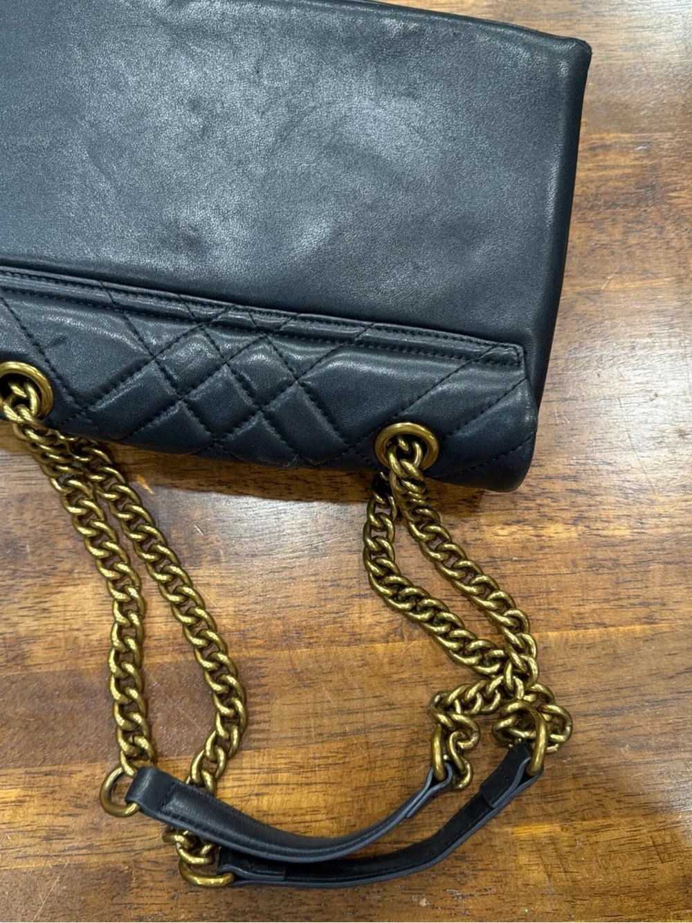 Kurt Geiger Black Quilted Shoulder Bag with Gold Hardware